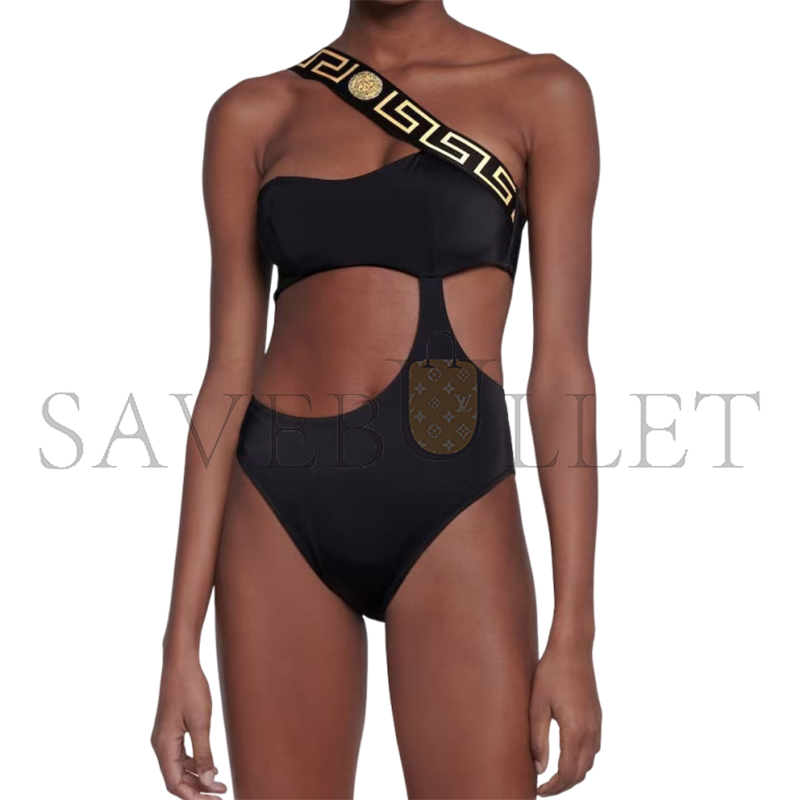 VERSACE SOLID COLOR HOLLOW-OUT DETAILS FITTED ONE-PIECE SWIMSUIT ABD01108